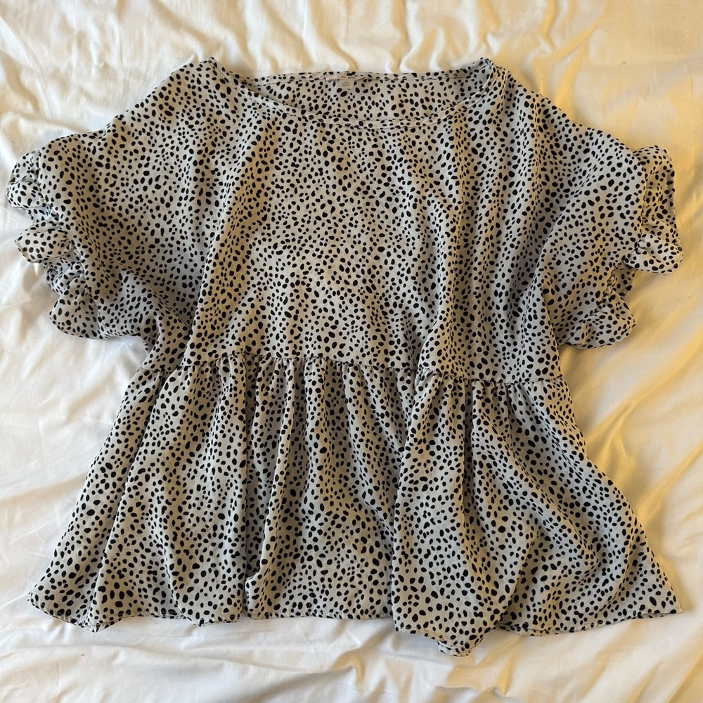 Stylish Black and White Polka Dot Women's Top